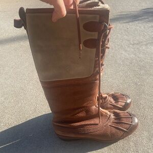 UGG Women's Belcloud tall Chestnut and Cream Winter Boots